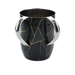 Wash Cups|Godinger Abstract Lines Black & Gold Marble Wash Cup