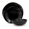 Fine Dinnerware|Godinger Andover Black 12 Piece Gold Rim Dinnerware Set, Service For 4