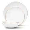 Fine Dinnerware|Godinger Andover White 12 Piece Gold Rim Dinnerware Set, Service For 4