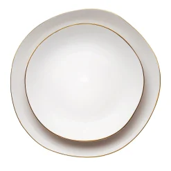 Fine Dinnerware|Godinger Andover White 12 Piece Gold Rim Dinnerware Set, Service For 4