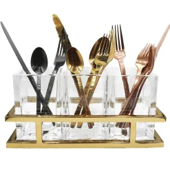 Flatware Caddies|Godinger Aspen Gold Flatware Caddy