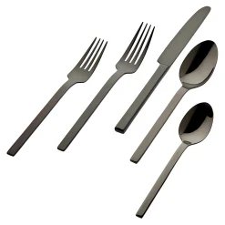 Flatware Sets|Godinger Atlas Mirrored Black 18/0 Stainless Steel 20 Piece Flatware Set, Service For 4