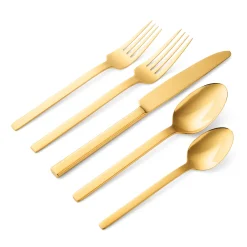 Flatware Sets|Godinger Atlas Mirrored Gold 18/0 Stainless Steel 20 Piece Flatware Set, Service For 4