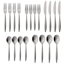Flatware Sets|Godinger Avellino Graphite 18/10 Stainless Steel 20 Piece Flatware Set, Service For 4