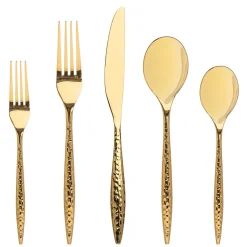 Flatware Sets|Godinger Avellino Mirrored Gold 18/10 Stainless Steel 20 Piece Flatware Set, Service For 4