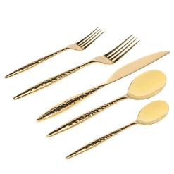 Flatware Sets|Godinger Avellino Mirrored Gold 18/10 Stainless Steel 20 Piece Flatware Set, Service For 4