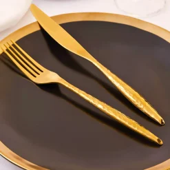 Flatware Sets|Godinger Avellino Mirrored Gold 18/10 Stainless Steel 20 Piece Flatware Set, Service For 4