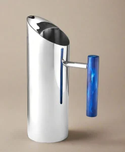 Pitchers|Godinger Azure Blue Resin & Stainless Steel Pitcher