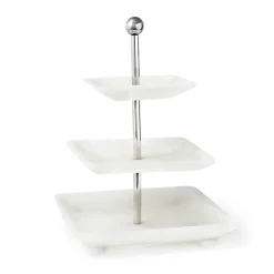 Specialty Serving|Godinger Azure Matte White Three Tiered Serving Stand