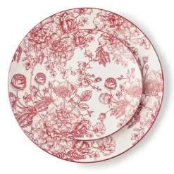 Everyday Dinnerware|Godinger Banbury Crimson Porcelain 12 Piece Dinnerware Set, Service For 4