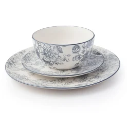 Everyday Dinnerware|Godinger Banbury Grey Porcelain 12 Piece Dinnerware Set, Service For 4