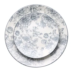 Everyday Dinnerware|Godinger Banbury Grey Porcelain 12 Piece Dinnerware Set, Service For 4