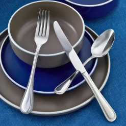 Flatware Sets|Godinger Bead Mirrored 18/0 Stainless Steel 20 Piece Flatware Set, Service For 4