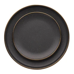 Fine Dinnerware|Godinger Beaumont Grey Gold Rim 16 Piece Dinnerware Set, Service for 4