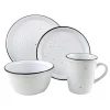 Everyday Dinnerware|Godinger Bistro Black Rim Stoneware 16 Piece Dinnerware Set, Service For 4