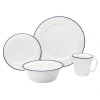 Everyday Dinnerware|Godinger Bistro Blue Rim Porcelain 16 Piece Dinnerware Set, Service For 4
