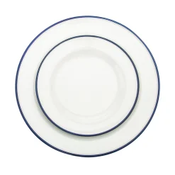 Everyday Dinnerware|Godinger Bistro Blue Rim Porcelain 16 Piece Dinnerware Set, Service For 4