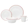 Everyday Dinnerware|Godinger Bistro Red Rim Porcelain 16 Piece Dinnerware Set, Service For 4