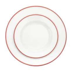 Everyday Dinnerware|Godinger Bistro Red Rim Porcelain 16 Piece Dinnerware Set, Service For 4
