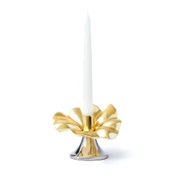 Candles & Candleholders|Godinger Blossom Platinum & Gold Tapered Candle Holder 6"