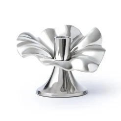 Candles & Candleholders|Godinger Blossom Platinum Tapered Candle Holder 6"