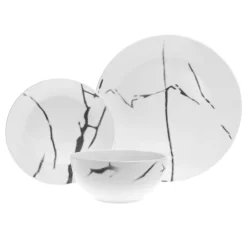 Everyday Dinnerware|Godinger Boulon Black Porcelain 12 Piece Dinnerware Set, Service For 4