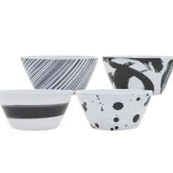 Outdoor Dinnerware|Godinger Brushstroke Navy Melamine Cereal Bowl, Set of 4