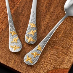 Flatware Sets|Godinger Buzz 24kt Gold Plated 18/10 Stainless Steel 20 Piece Flatware Set, Service For 4