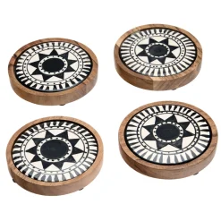 Coasters|Godinger Calle Porcelain & Wood Coaster Set