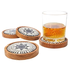 Coasters|Godinger Calle Porcelain & Wood Coaster Set