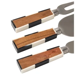 Serving & Cheese Boards|Godinger Chenonceau Checkerboard Cheese Tool Set