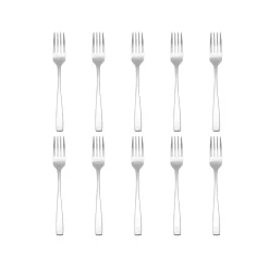 Flatware Sets|Godinger Chisel Matte 18/0 Stainless Steel Dinner Fork, Set of 10