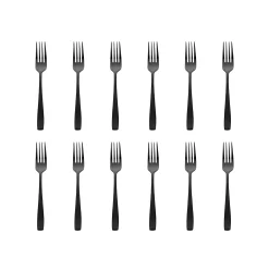 Flatware Sets|Godinger Chisel Matte Black 18/0 Stainless Steel Salad Fork, Set of 12