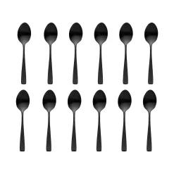 Flatware Sets|Godinger Chisel Matte Black 18/0 Stainless Steel Tablespoon, Set of 12