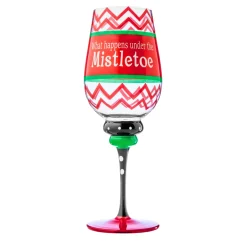 Wine & Champagne|Godinger Christmas Mistletoe Wine Glass