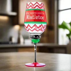 Wine & Champagne|Godinger Christmas Mistletoe Wine Glass