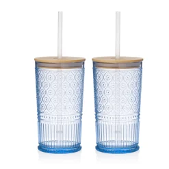 Acrylic|Godinger Claro Acrylic Blue Travel Tumbler, Set of 2