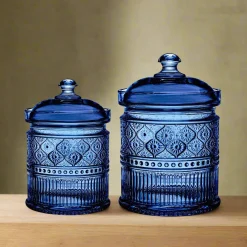 Kitchen Storage|Godinger Claro Blue Medium Canister