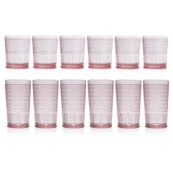 Acrylic|Dof & Highball|Godinger Claro Pink Acrylic Highball & Double Old Fashion, Set of 12