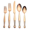 Flatware Sets|Godinger Corset Mirrored Copper 18/10 Stainless Steel 20 Piece Flatware Set, Service For 4