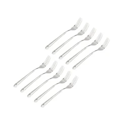 Flatware Sets|Godinger Crete Sandblast Mirrored 18/0 Stainless Steel Salad Fork, Set of 10