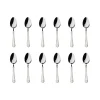 Flatware Sets|Godinger Crete Sandblast Mirrored 18/0 Stainless Steel Teaspoon, Set of 12