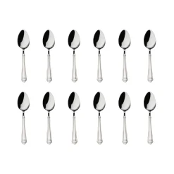 Flatware Sets|Godinger Crete Sandblast Mirrored 18/0 Stainless Steel Teaspoon, Set of 12