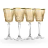 Wine & Champagne|Godinger Cristine Amber Gold Rim White Wine Glass, Set of 4