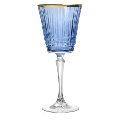 Wine & Champagne|Godinger Cristine Blue Gold Rim Red Wine Glass, Set of 4
