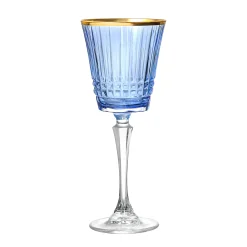 Wine & Champagne|Godinger Cristine Blue Gold Rim White Wine Glass, Set of 4