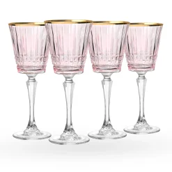 Wine & Champagne|Godinger Cristine Blush Gold Rim White Wine Glass, Set of 4