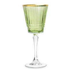 Wine & Champagne|Godinger Cristine Green Gold Rim Red Wine Glass, Set of 4