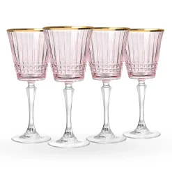 Wine & Champagne|Godinger Cristine Pink Gold Rim Red Wine Glass, Set of 4