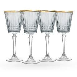 Wine & Champagne|Godinger Cristine Smoke Gold Rim Red Wine Glass, Set of 4